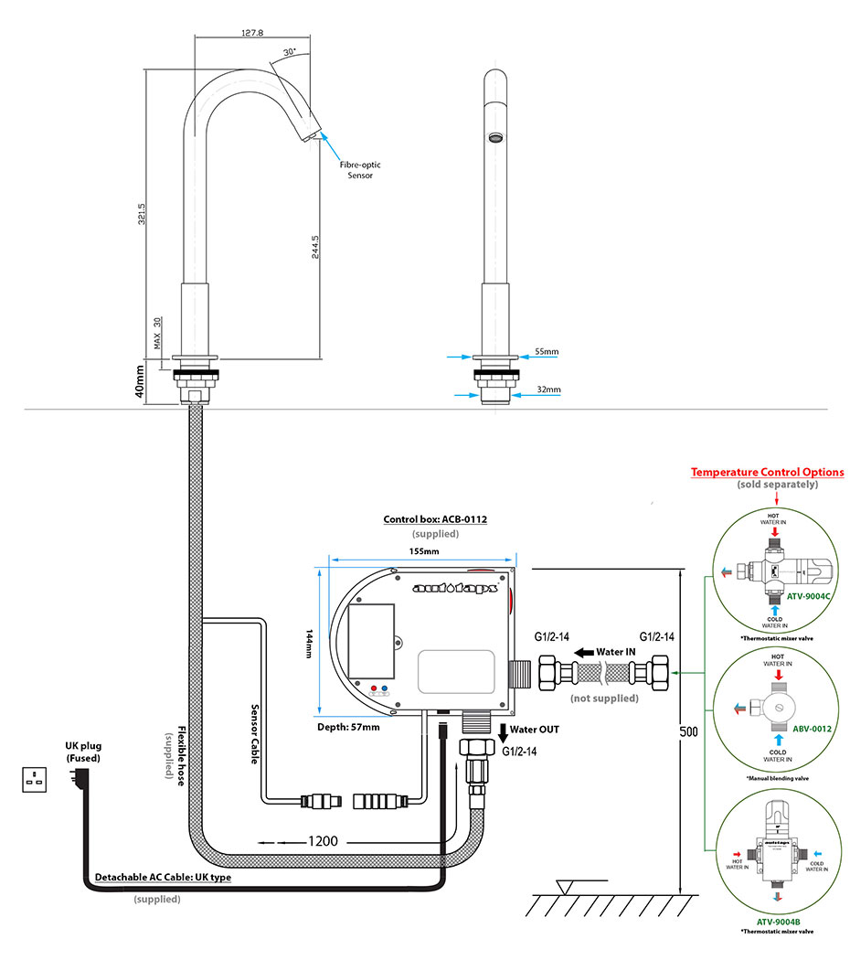ATX-0049HF Sensor tap Dimension