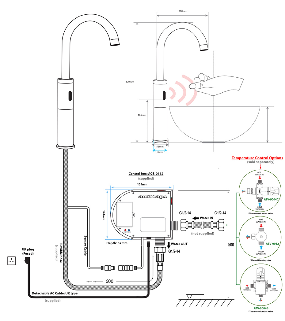 ATX-8205 Sensor tap Dimension